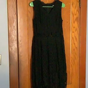 Black formal lace waist cutout dress